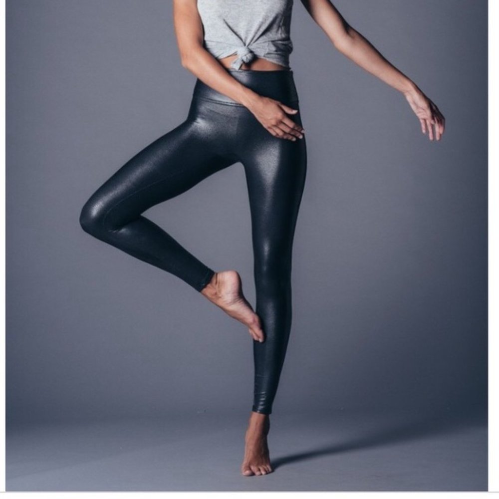 Spanx Black Faux Leather Leggings L